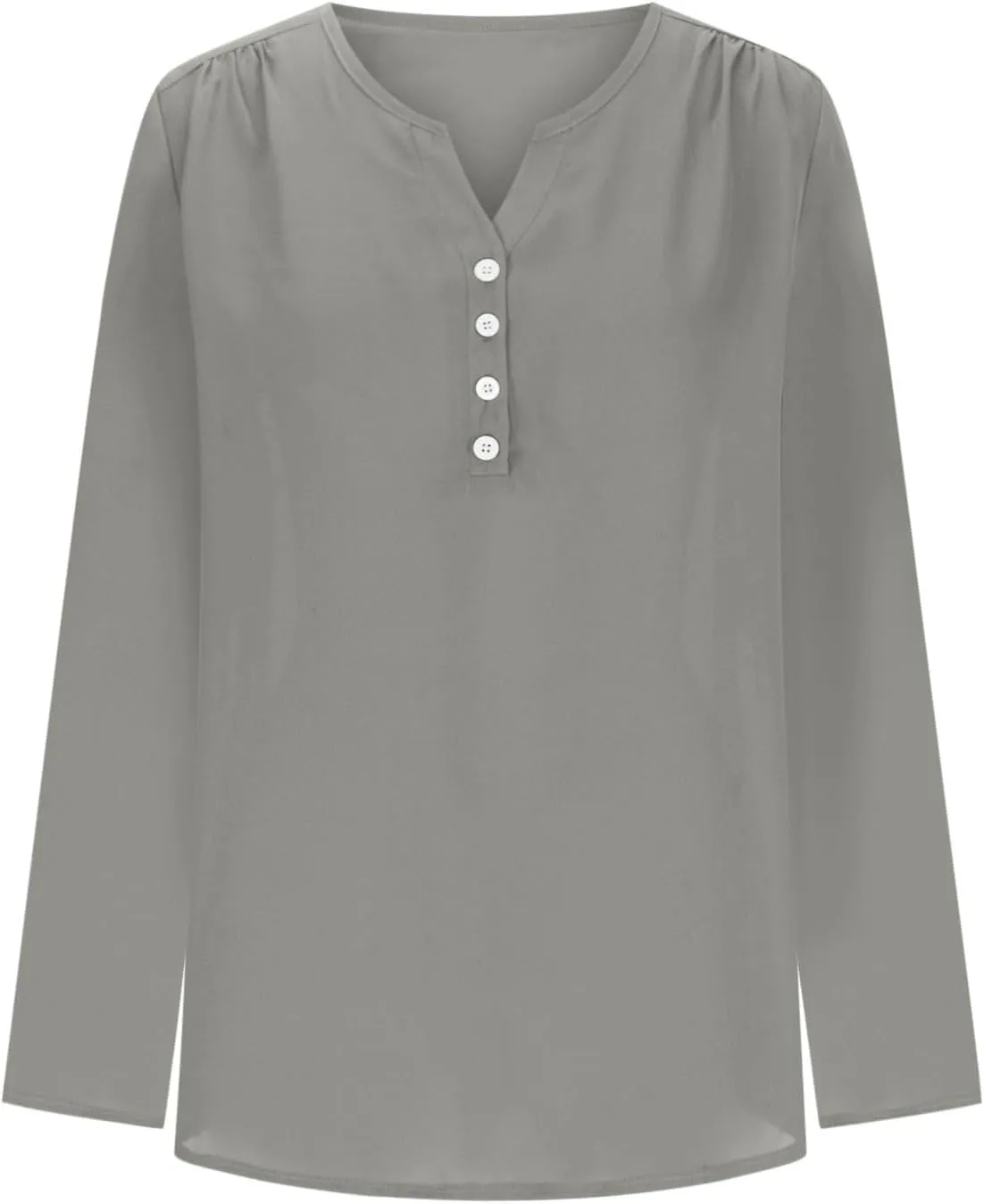 Fall Tops for Women 2024 Rolled Up Long Sleeve V Neck Button Down T Shirts Business Casual Work Chiffon Tunic Blouse