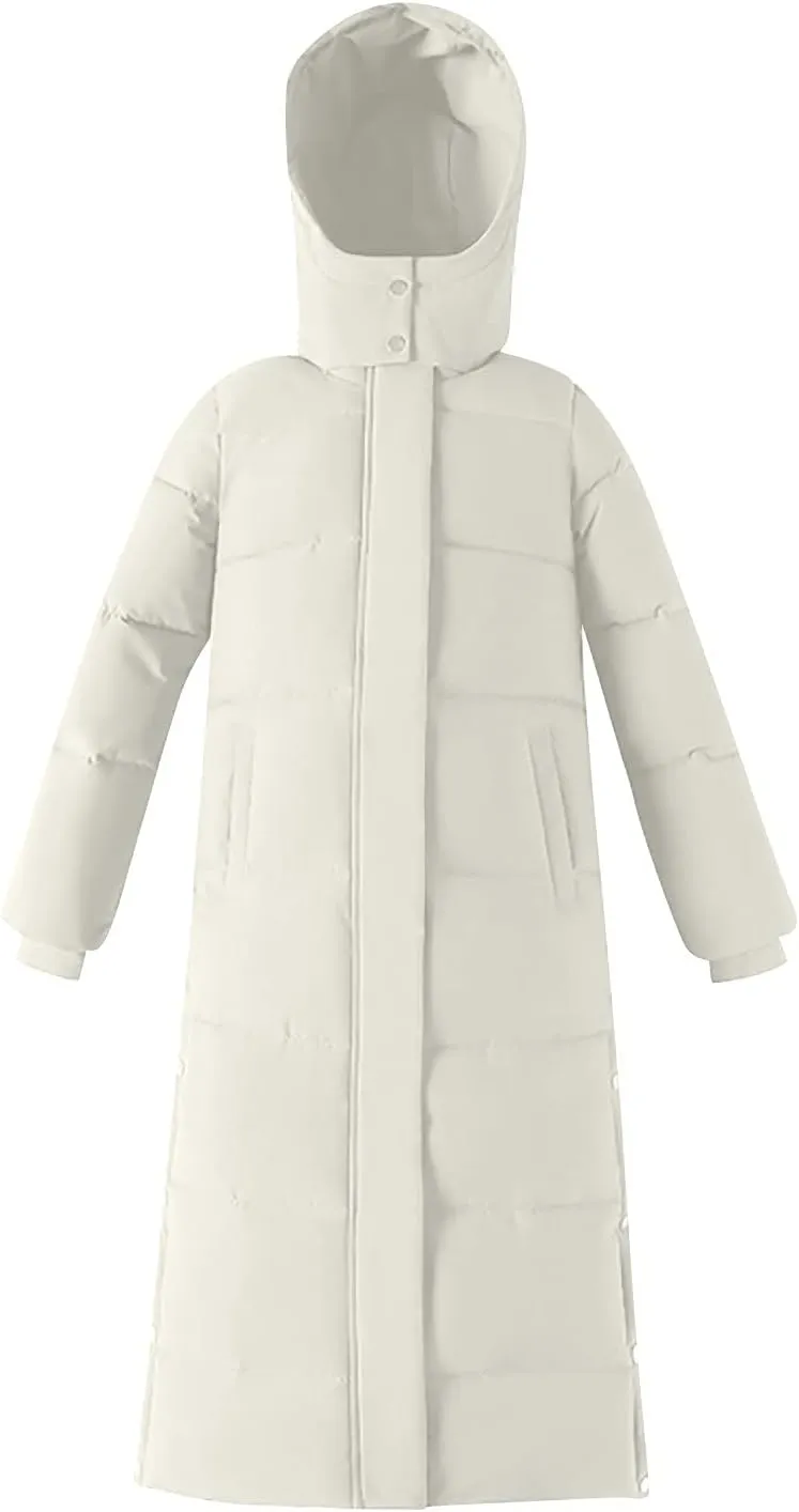 Fashion Lengthened Thickened Puffer Jackets Warm Winter Coats for Women Medium Length Down Cotton Jacket Hood Outwear