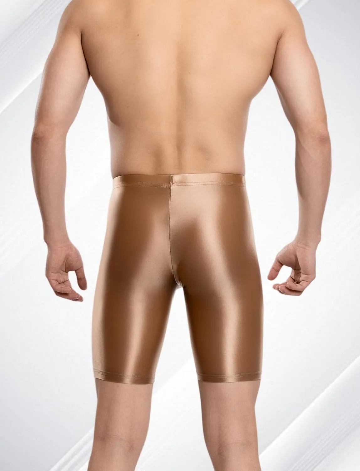 FEOYA Men's Shiny Glossy Oily Compression Shorts Tights See Through Sheer Sports Trunks Bottoms for Bodybuilding