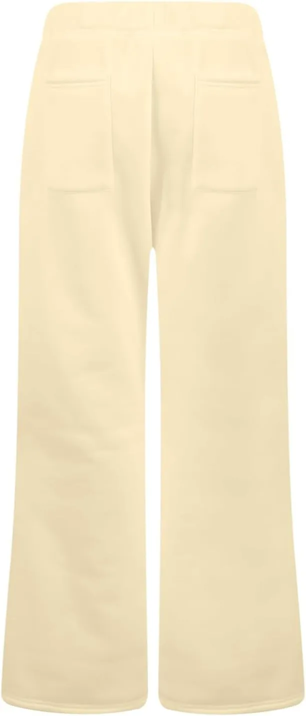 Flare Sweatpants Women Fleece Lined Joggers Wide Leg Lounge Pants with Pockets Drawstring Bell Bottoms Bootcut