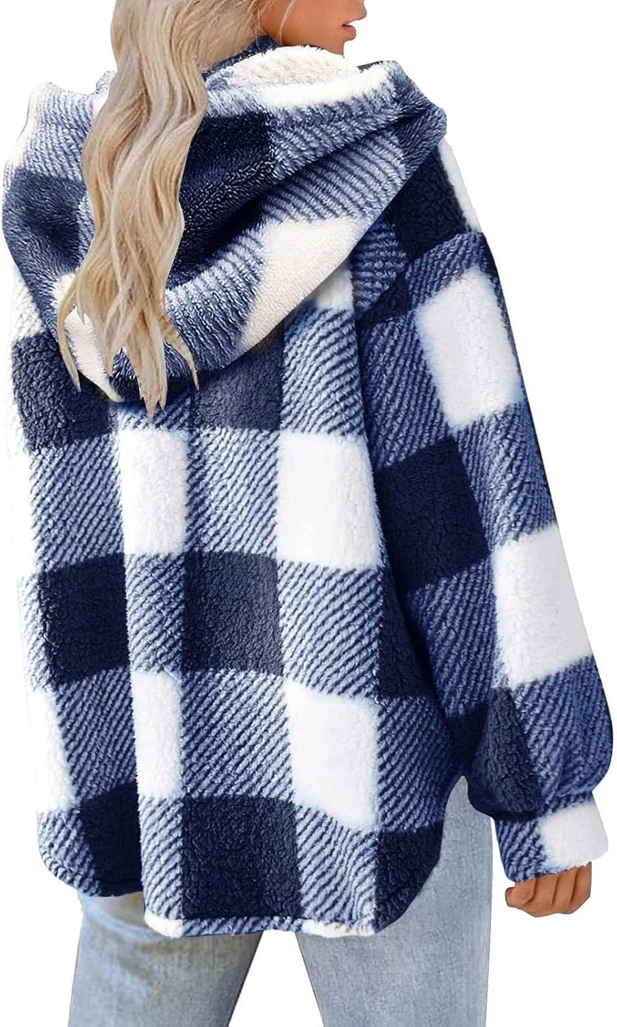 Fleece Jackets for Women 2024 Winter Full Zip Hooded Jacket Plus Size Fuzzy Coats with Pockets Casual Warm Coats