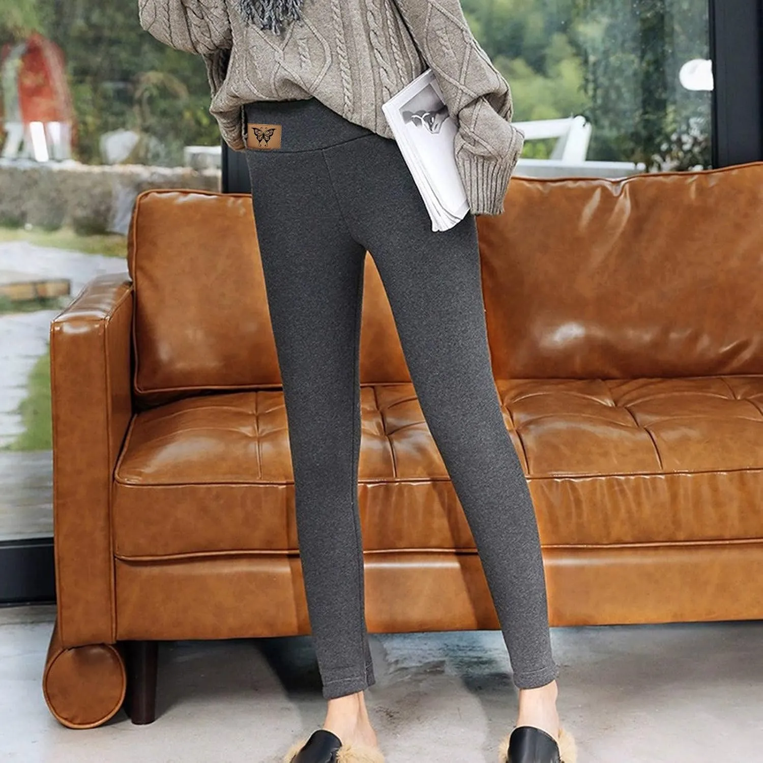 Fleece Lined Leggings Women Stretch Casual Pants Winter Warm Jogger Cold Weather High Waisted Workout Leggings