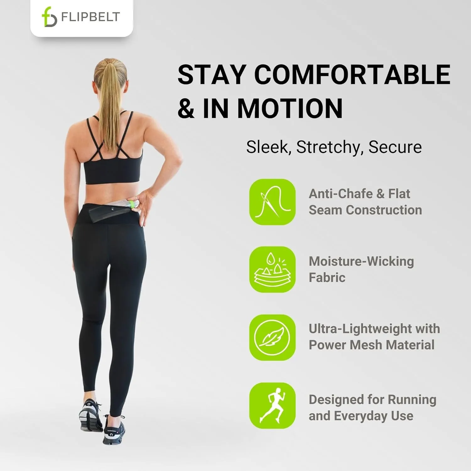FlipBelt Women’s Air Legging – Running Leggings with Pockets, Moisture Wicking, Mid Weight Compression – USA Small Business