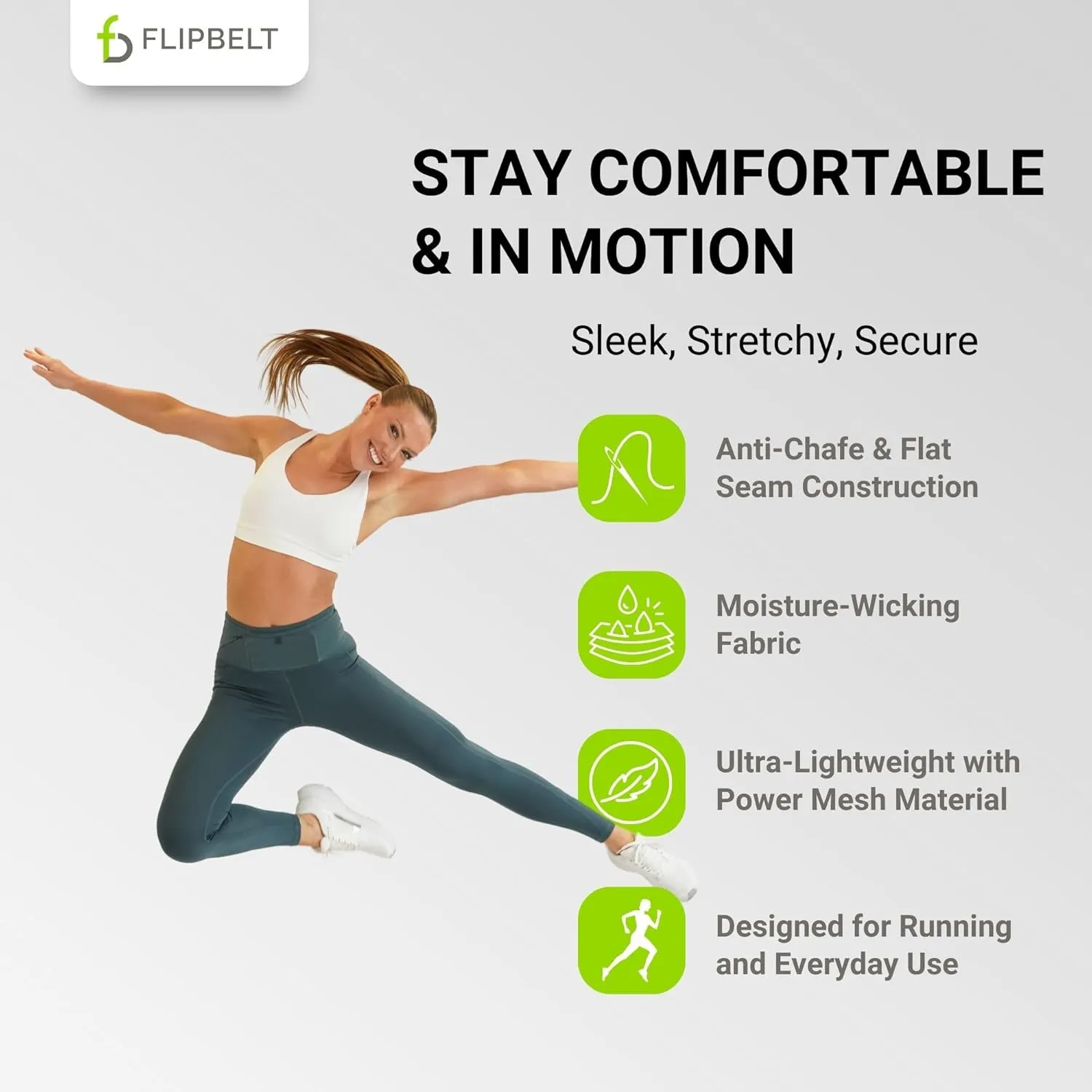 FlipBelt Women’s Air Legging – Running Leggings with Pockets, Moisture Wicking, Mid Weight Compression – USA Small Business