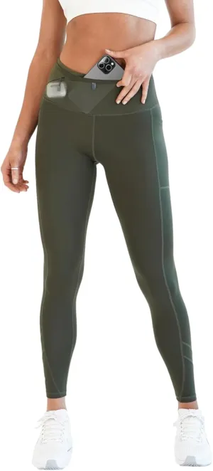 FlipBelt Women’s Air Legging – Running Leggings with Pockets, Moisture Wicking, Mid Weight Compression – USA Small Business