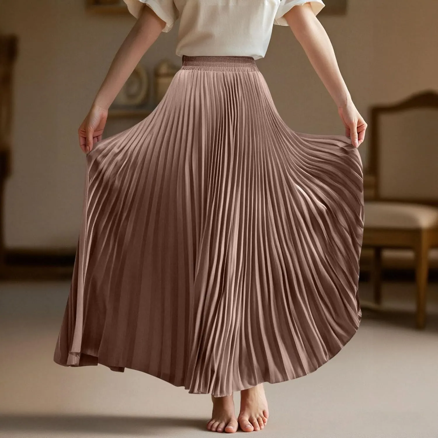 Floral Skirts for Women Flutter Peasant Casual Going Out Elastic Waist Festival Flowy Travel Smocked Boho Skirts for Women
