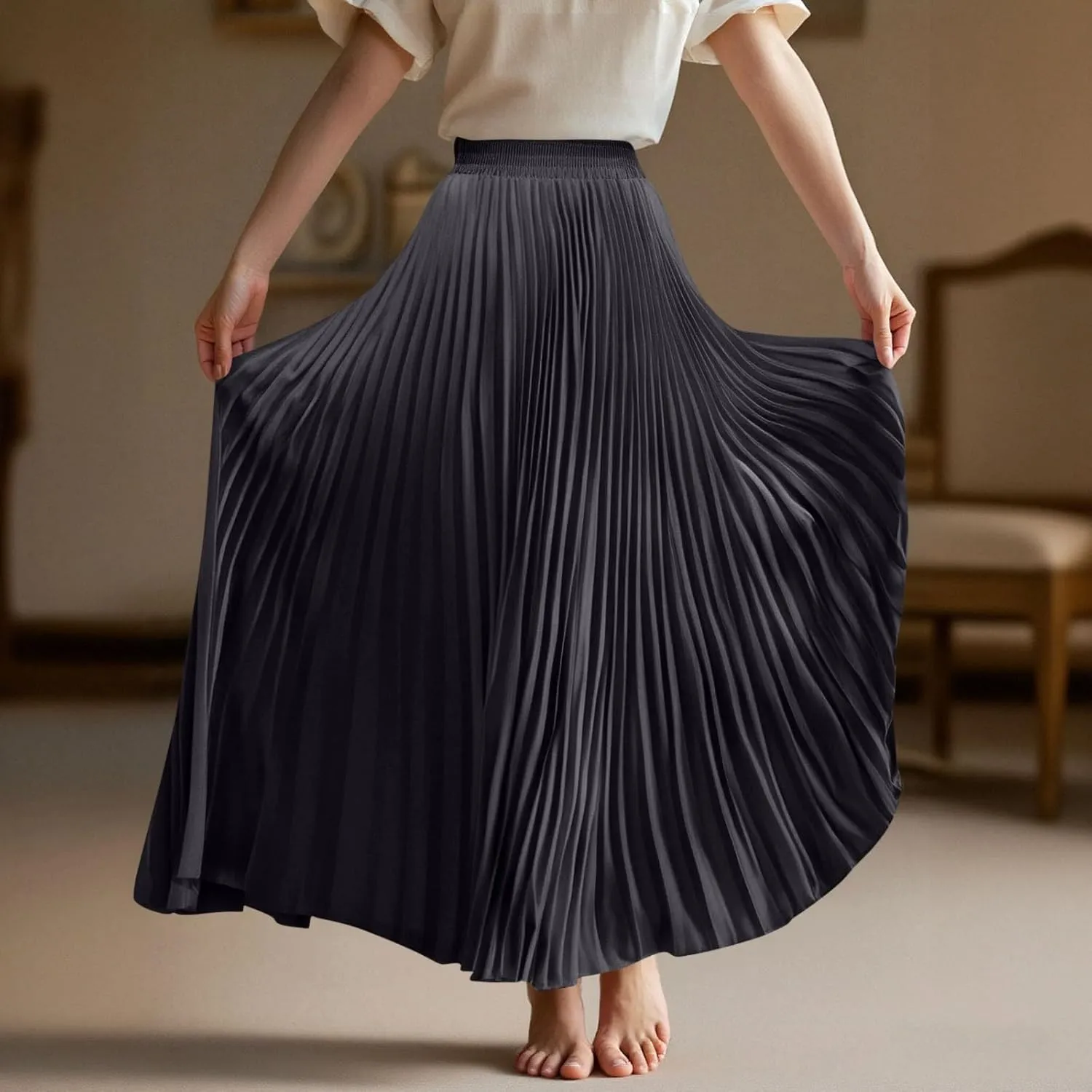Floral Skirts for Women Flutter Peasant Casual Going Out Elastic Waist Festival Flowy Travel Smocked Boho Skirts for Women