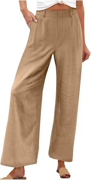 Flowy Pants for Women Wide Leg Casual Pants Comfy Linen Pants Loose Summer Pants Dressy Palazzo Pants Trousers