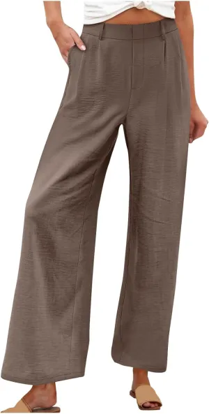 Flowy Pants for Women Wide Leg Casual Pants Comfy Linen Pants Loose Summer Pants Dressy Palazzo Pants Trousers