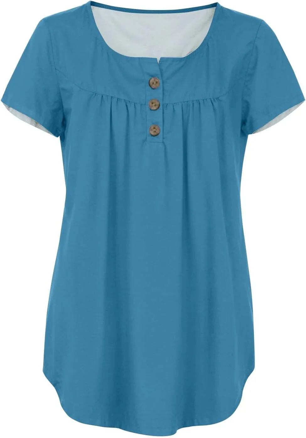 FQZWONG Summer Shirts for Women 2025 Plus Size Short Sleeve Tunic Tops Loose Casual Ladies Crew Neck Button Down Blouses