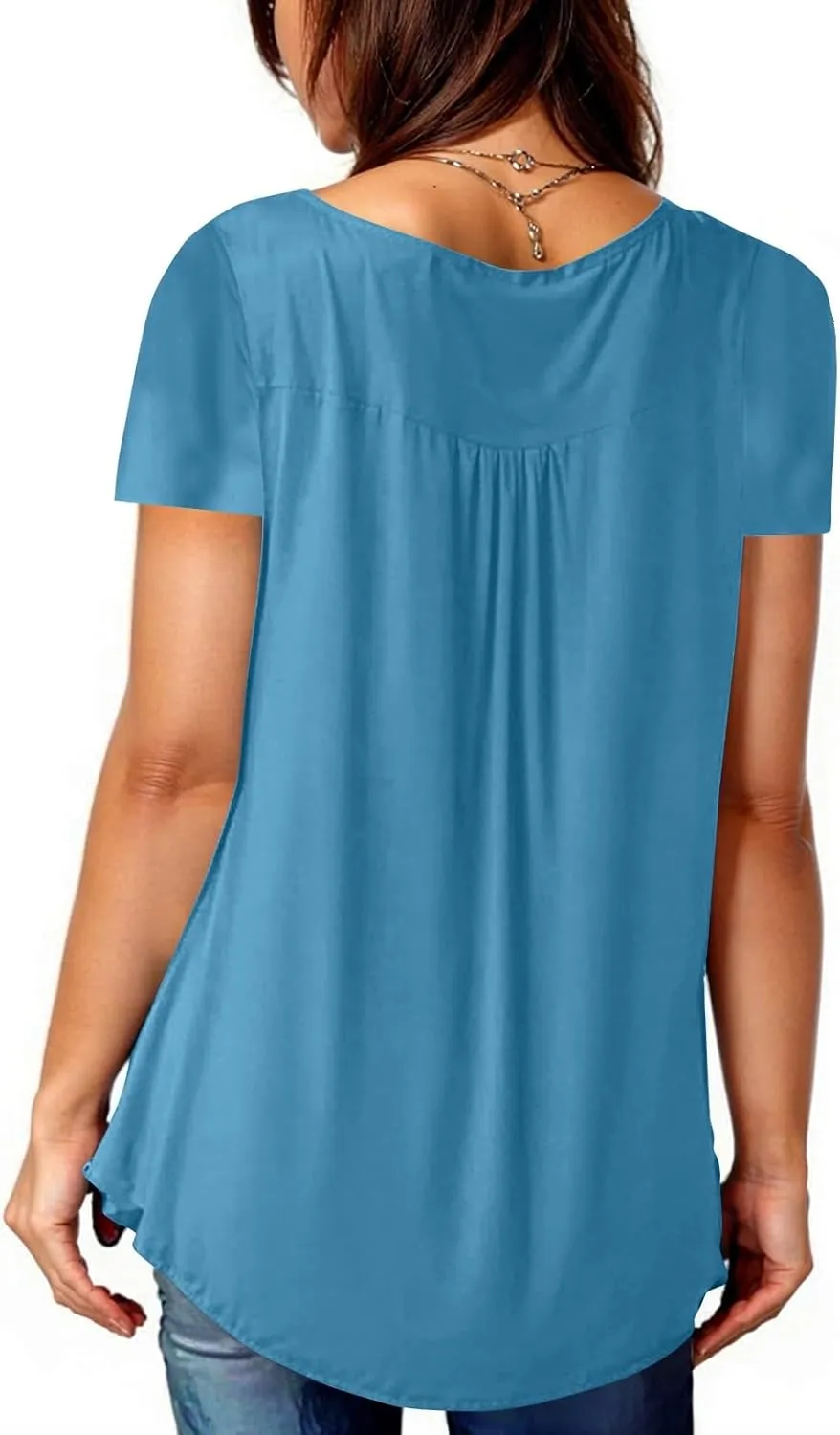 FQZWONG Summer Shirts for Women 2025 Plus Size Short Sleeve Tunic Tops Loose Casual Ladies Crew Neck Button Down Blouses