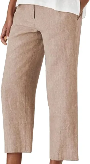 Generic Women's Linen Pants High Waisted Wide Leg Capri Palazzo Pants Relaxed Fit Casual Loose Long Trousers with Pockets