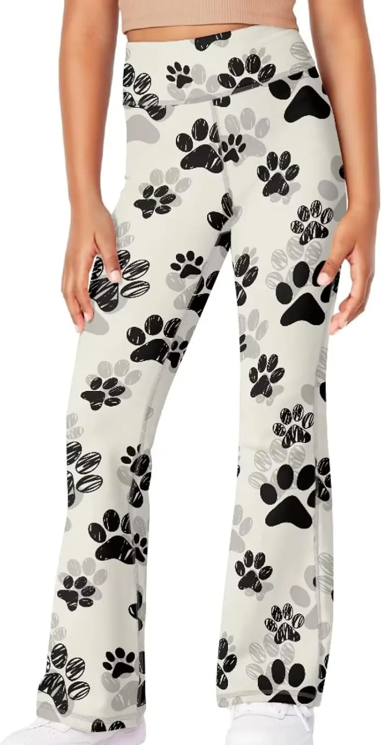 Girls' Athletic Leggings Bell Bottoms Kids Dance Running Yoga Pants High Waisted Workout Active Dance Tights