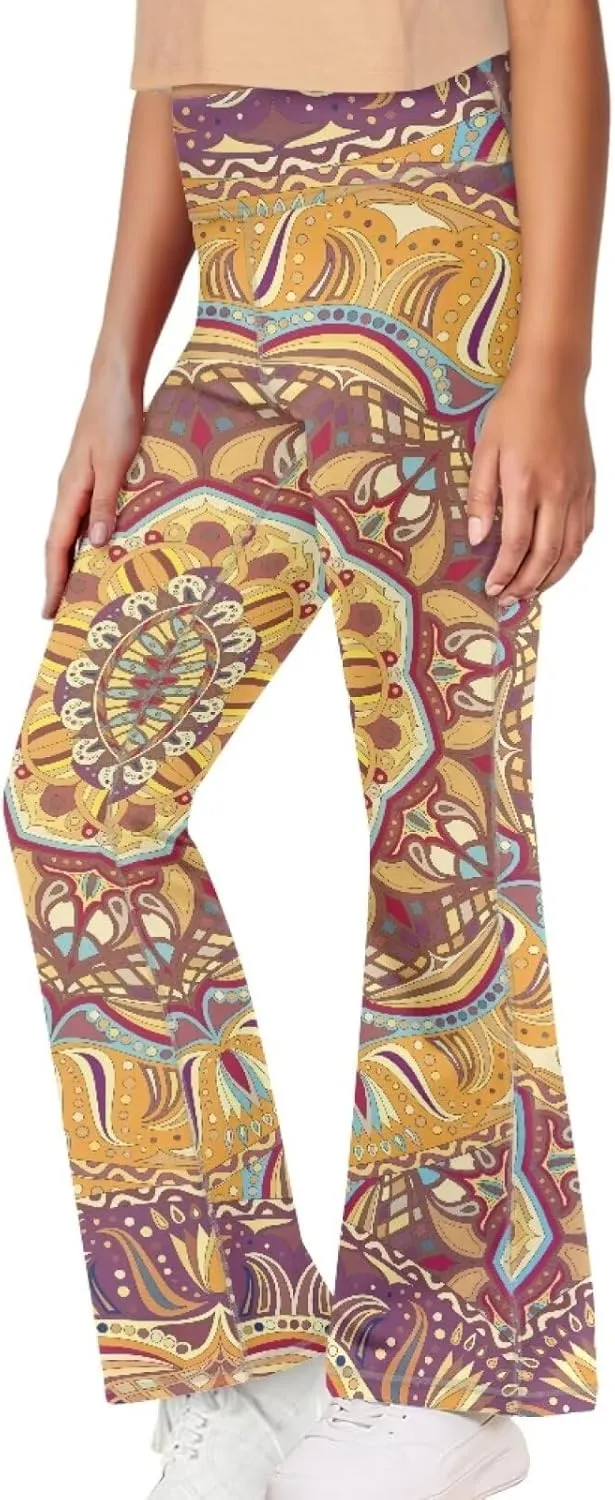 Girls' Athletic Leggings Bell Bottoms Kids Dance Running Yoga Pants High Waisted Workout Active Dance Tights