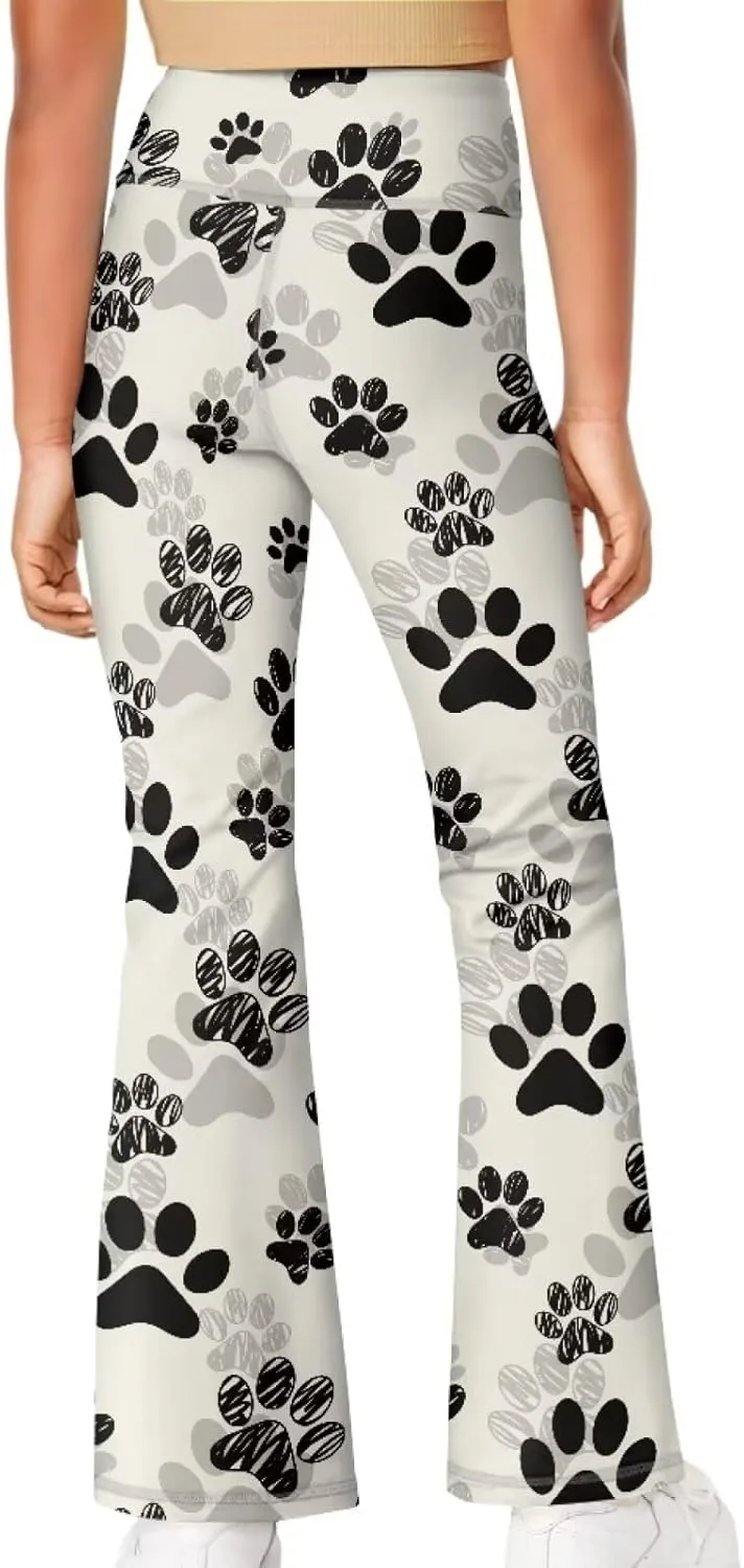 Girls' Athletic Leggings Bell Bottoms Kids Dance Running Yoga Pants High Waisted Workout Active Dance Tights