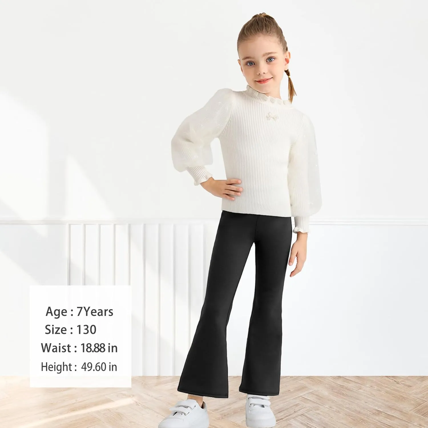 Girls Flare Pants Leggings Casual High Waisted Yoga Pants Kids Padded Bell Bottoms 5-13 Years