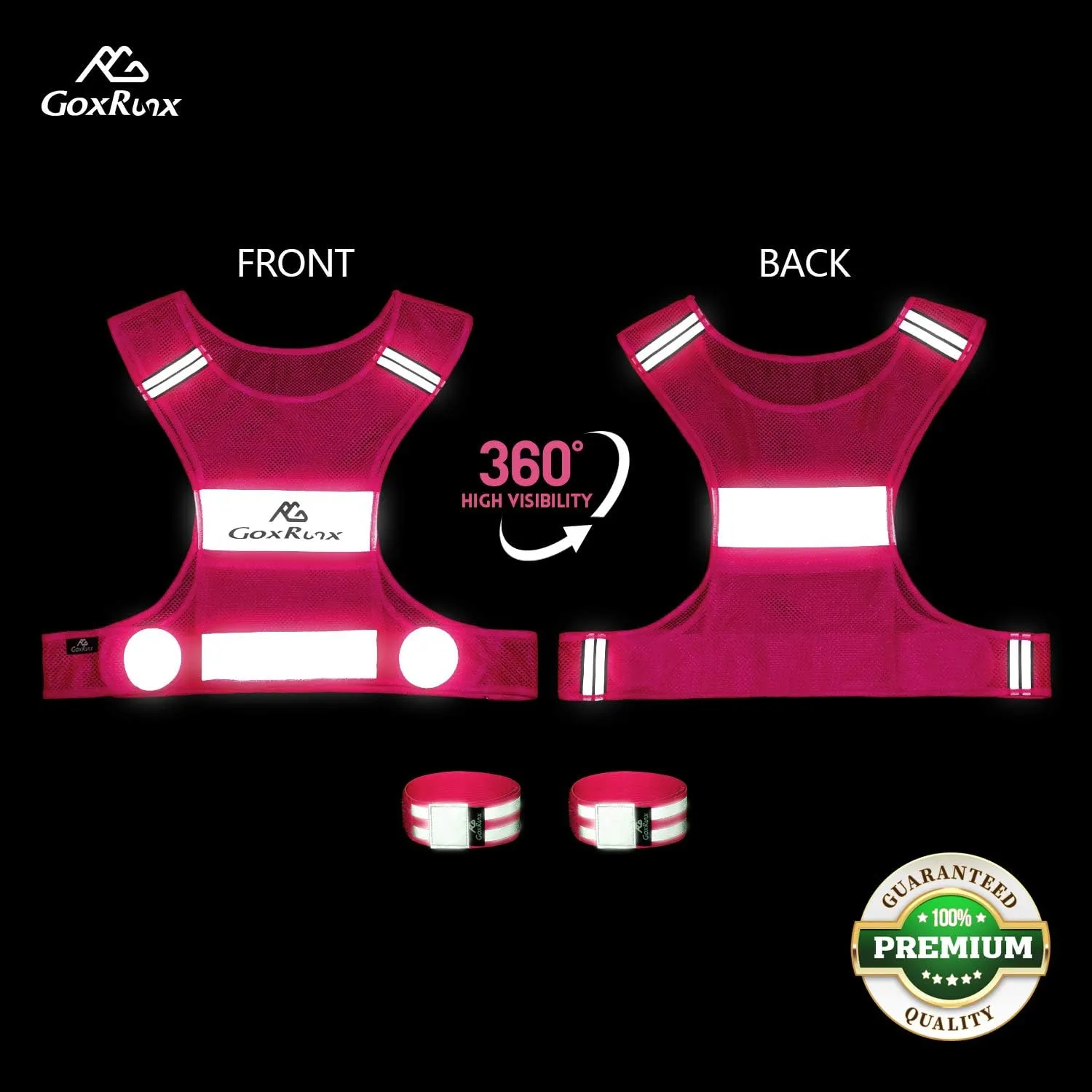 GoxRunx Reflective Vest Running Gear,Lightweight Reflective Safety Vests with Arm Bands