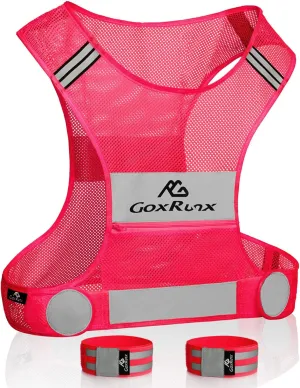 GoxRunx Reflective Vest Running Gear,Lightweight Reflective Safety Vests with Arm Bands