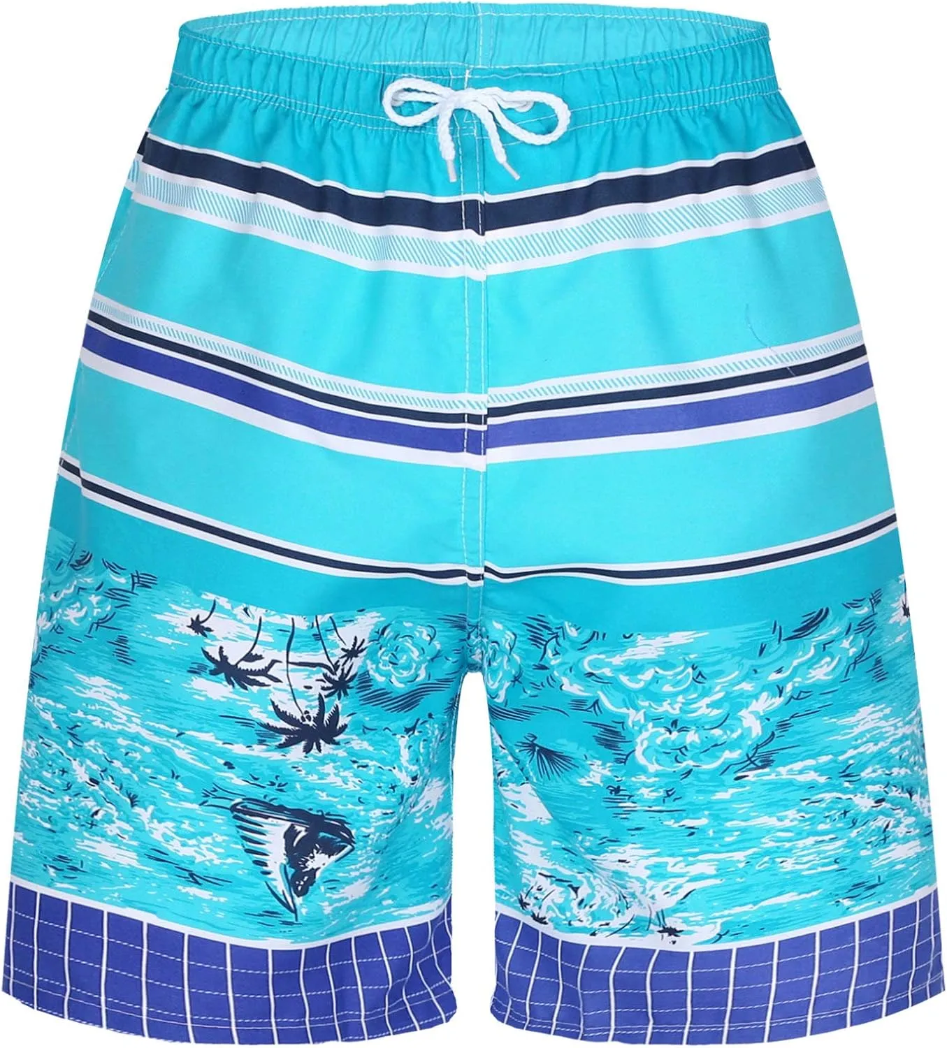 Hansber Mens Colorful Pattern Swim Trunks Quick Dry Beach Board Shorts Surf Pants Casual Sports Bottoms