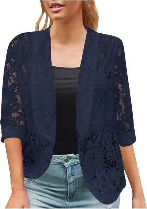 HGps8w Floral Lace Jackets for Women's Stand Collar Zip Up Mesh Sheer Baseball Jacket