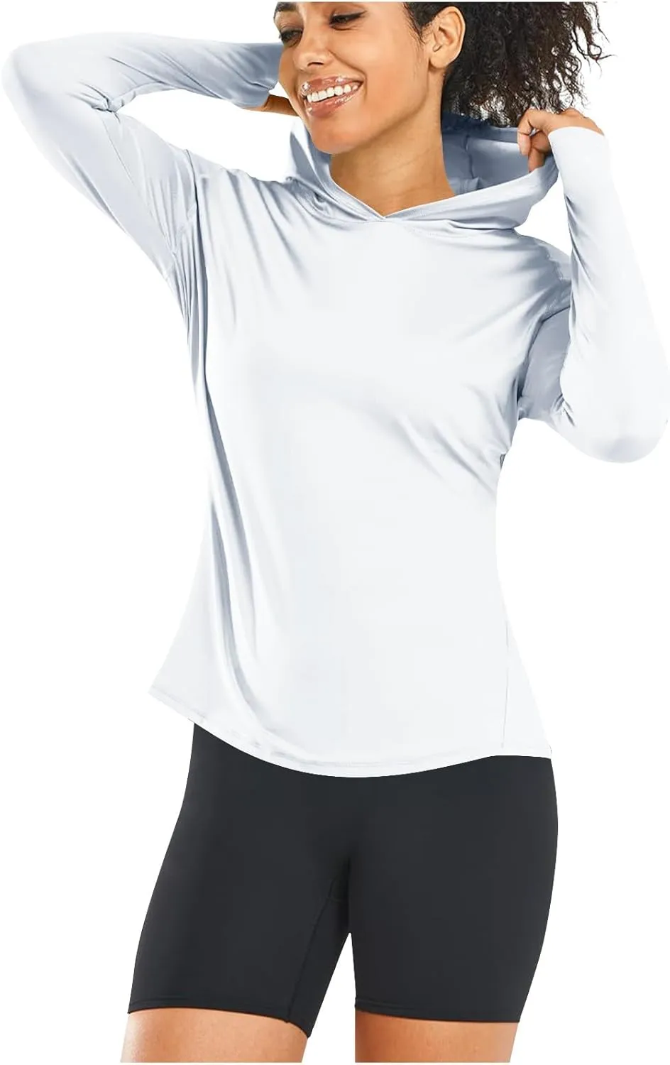 HGps8w Women's UPF 50  UV Sun Protection Hoodie Long Sleeve Lightweight Outdoor Athletic Hiking Sun Shirts with Thumb Hole