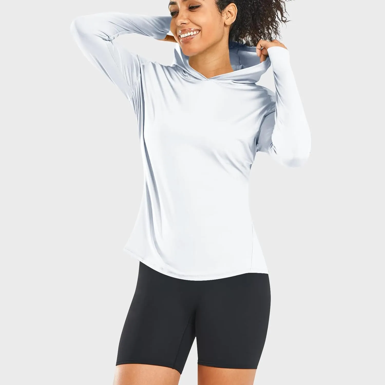 HGps8w Women's UPF 50  UV Sun Protection Hoodie Long Sleeve Lightweight Outdoor Athletic Hiking Sun Shirts with Thumb Hole