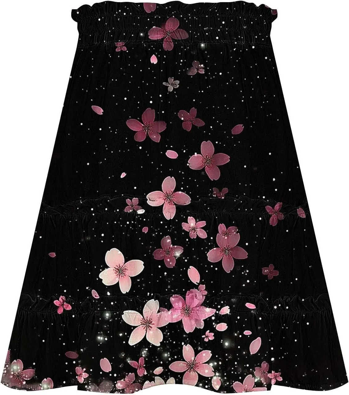 High Waist Floral Mini Skirts for Women Boho Style Beach Short Skirt Flower Print Hawaiian Pleated Half Dress
