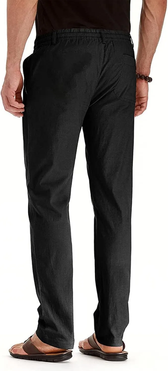 High Waisted Pants Mens Cycling Pants Boho Yoga Pants Fashion Men Casual Work Cotton Blend Elastic Waist Long Pants Trousers