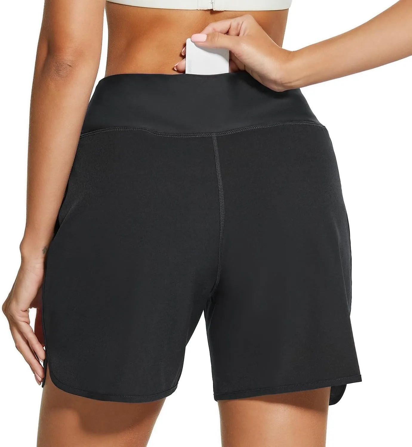 HODOSPORTS Women's 5'' High Waisted Swim Board Shorts with Pockets Liner Quick Dry Swimsuit Bottoms Trunks