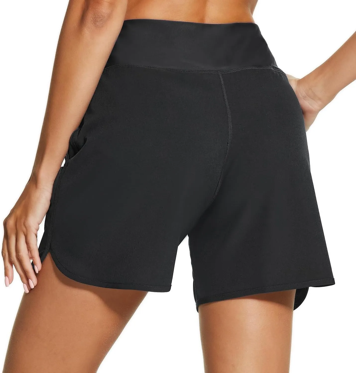 HODOSPORTS Women's 5'' High Waisted Swim Board Shorts with Pockets Liner Quick Dry Swimsuit Bottoms Trunks