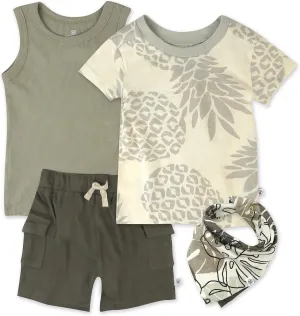 HonestBaby Playwear Outfit Sets Tops and Bottoms 100% Organic Cotton for Baby and Toddler Boys, Unisex