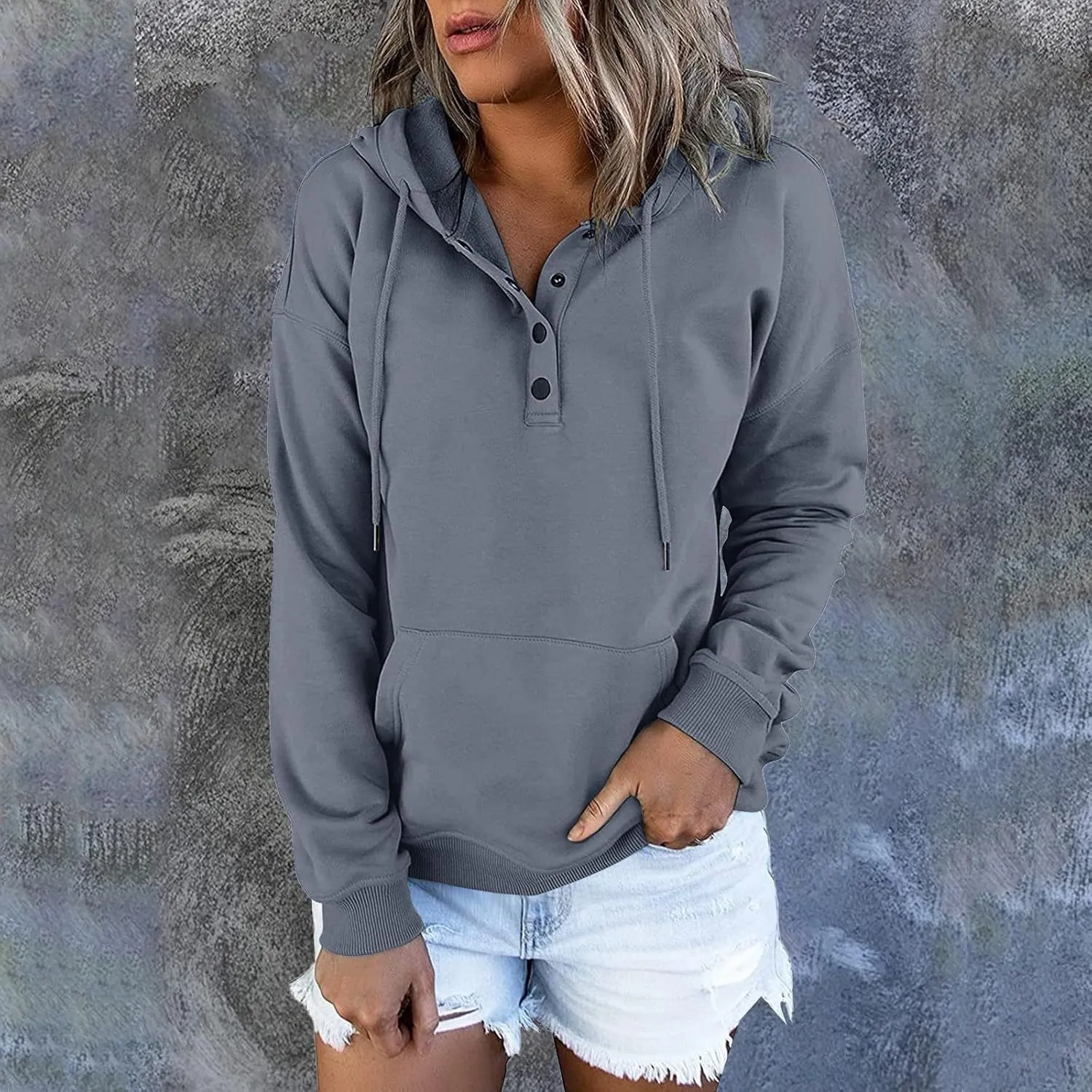 Hoodies for Women Plus Size Casual Long Sleeve Pullover 2024 Fall Fashion Comfy Knit Tops Cute Solid Color Sweaters