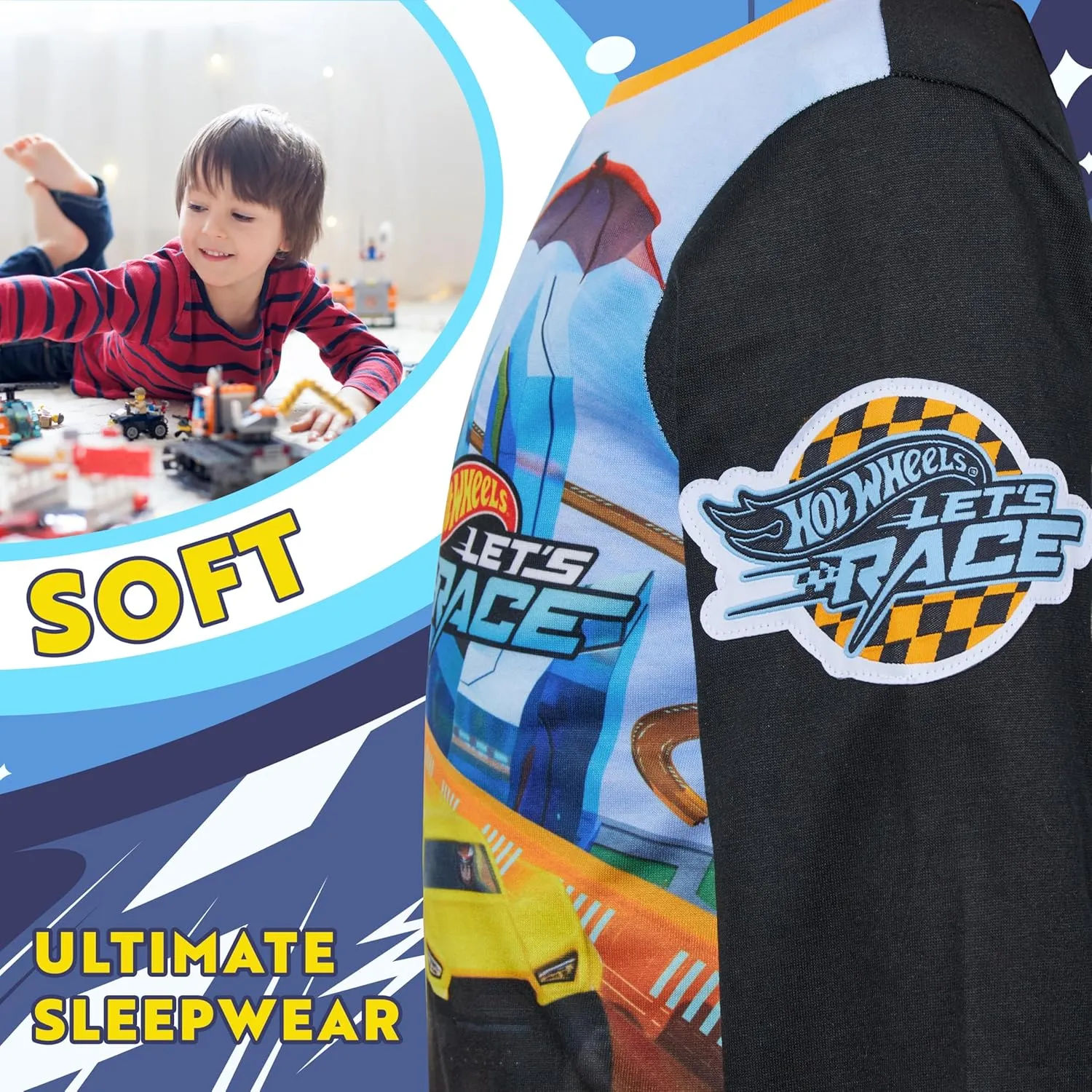 Hot Wheels Boys Long Pajama Set, Comfortable 2 Piece PJs - Boys Gifts