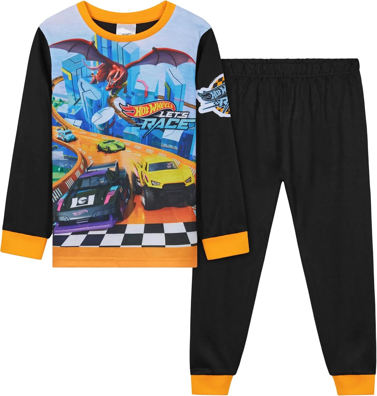 Hot Wheels Boys Long Pajama Set, Comfortable 2 Piece PJs - Boys Gifts