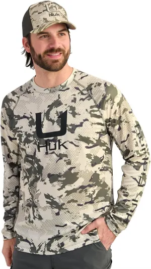 HUK Mens KC Scott Patterned Pursuit Shirt, Performance Fishing Shirt, Marolina Blue, 3X-Large