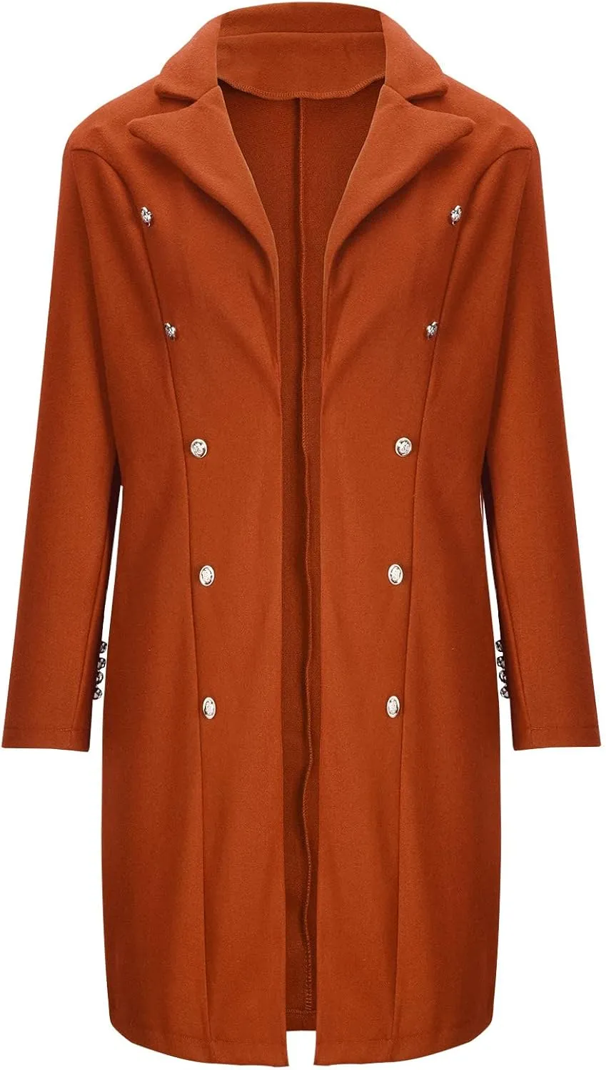 Hvyesh Womens Wool Trench Pea Coats 2024 Winter Jackets Trendy Notch Lapel Double Breasted Mid Long Warm Jacket Overcoat