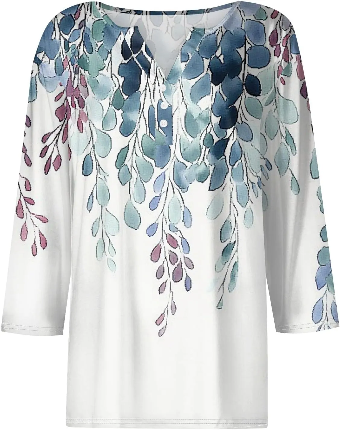 HXHYQKP 3/4 Sleeve Tops for Women V Neck Button Down Shirts Business Casual Outfit Basic Tees Summer Top 2025
