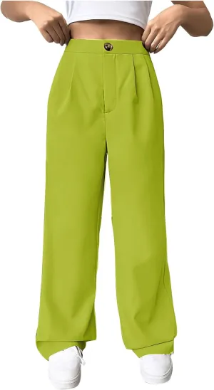 JOAU Womens Casual Business Work Palazzo Pants High Waist Pleated Dress Pants Wide Leg Straight Trousers 2024 Fall Fashion