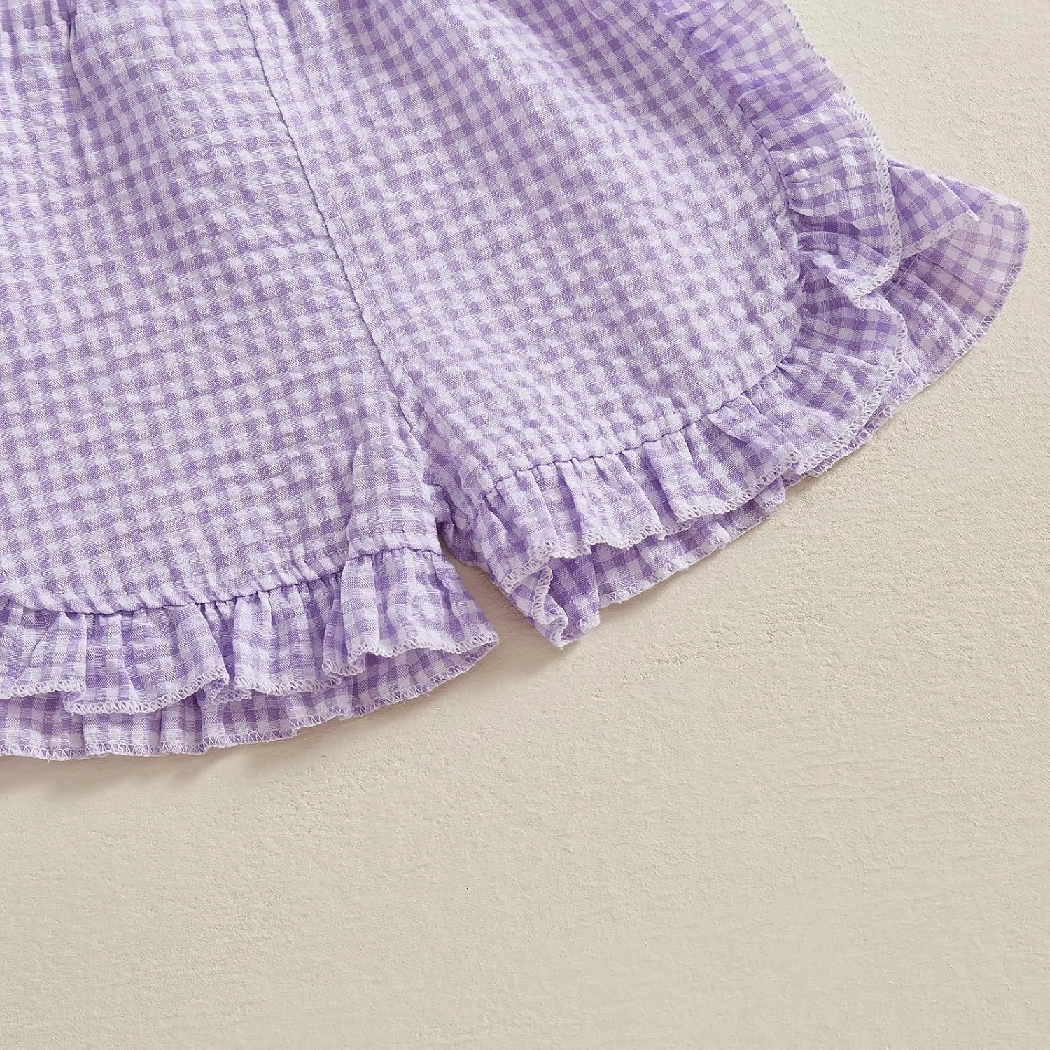 Karuedoo Toddler Baby Girl Shorts Casual Summer Gingham Plaid/Seersucker Elastic Waist Ruffle Hem Shorts Bottoms