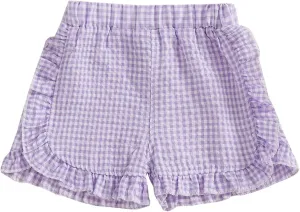 Karuedoo Toddler Baby Girl Shorts Casual Summer Gingham Plaid/Seersucker Elastic Waist Ruffle Hem Shorts Bottoms
