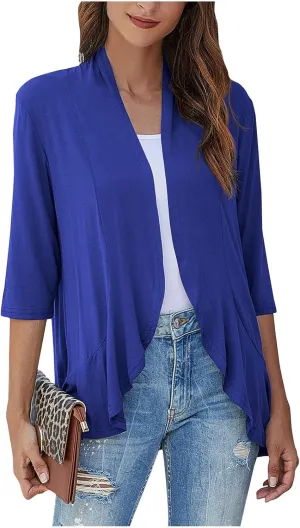 Kimonos for Women Breathable Open Front Tops Lightweight Cardigan Lrregular Hemline Cover Up Loose Fit Casual Coat