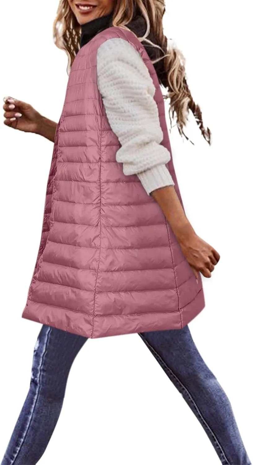 LCMTWX Black Vest Women Puffer Vest With Hood Sleeveless Warm Down Coat With Pockets Quilted Vest Down Plus Size Winter
