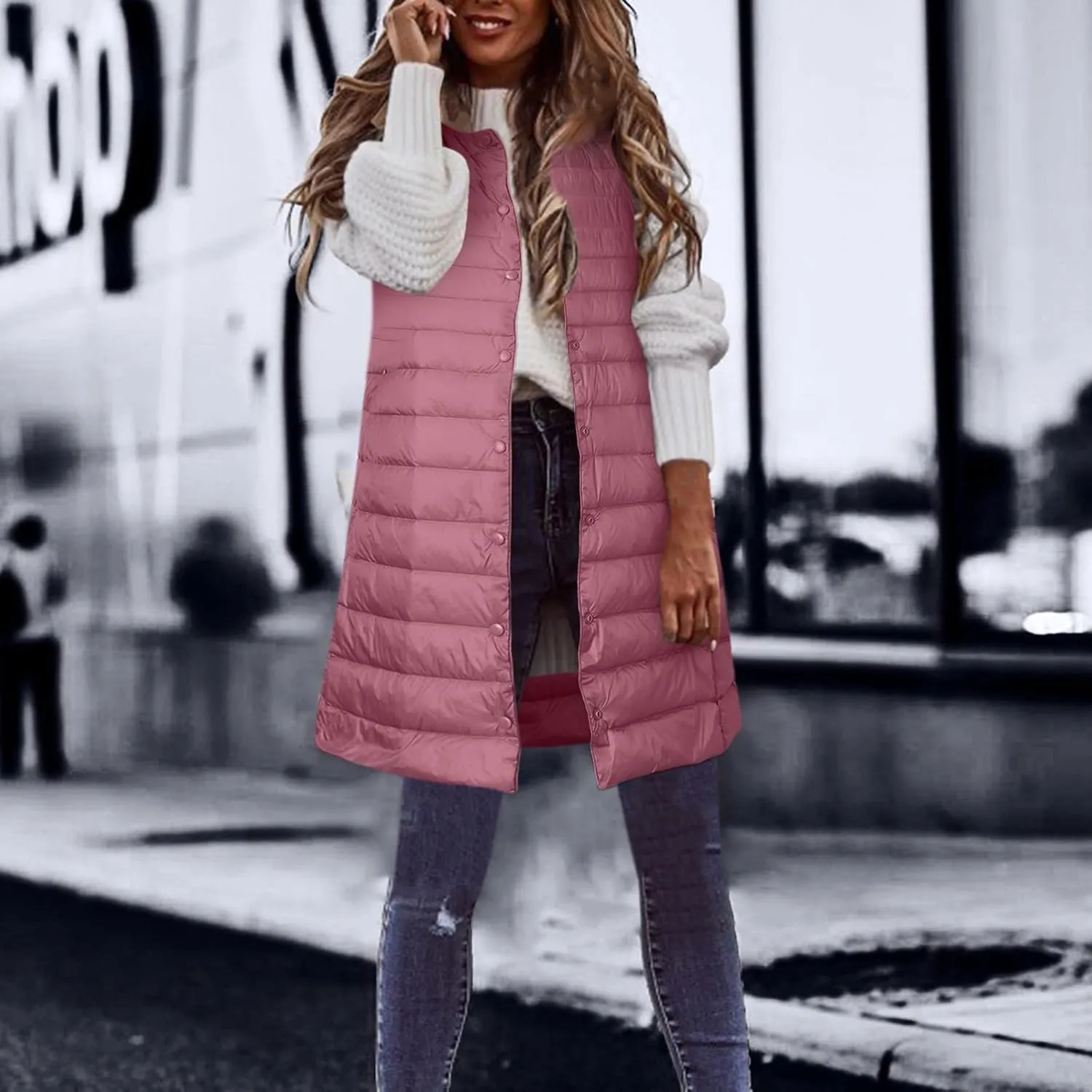 LCMTWX Black Vest Women Puffer Vest With Hood Sleeveless Warm Down Coat With Pockets Quilted Vest Down Plus Size Winter