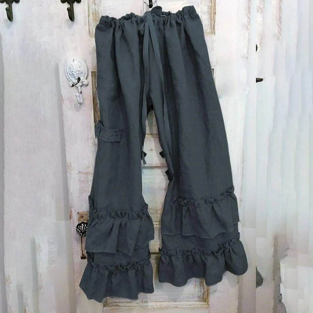 LCMTWX Womens Wide Leg Pants Summer Elastic High Waist Linen Pants Straight Leg Wide Leg Cropped Pants Cotton Pants Petite