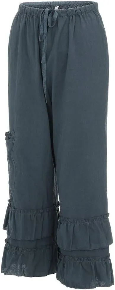 LCMTWX Womens Wide Leg Pants Summer Elastic High Waist Linen Pants Straight Leg Wide Leg Cropped Pants Cotton Pants Petite