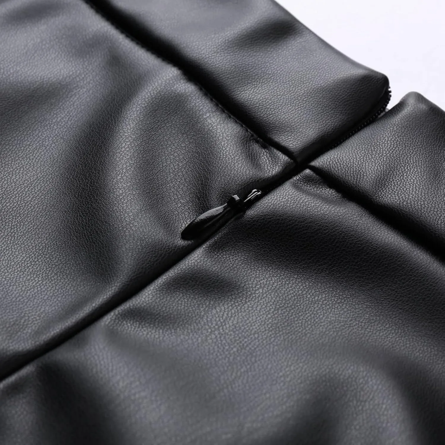 Leather Skirts for Women Trendy Fashion High Elastic Waist PU A-Line Workout Business Long Skirts Back Zipper