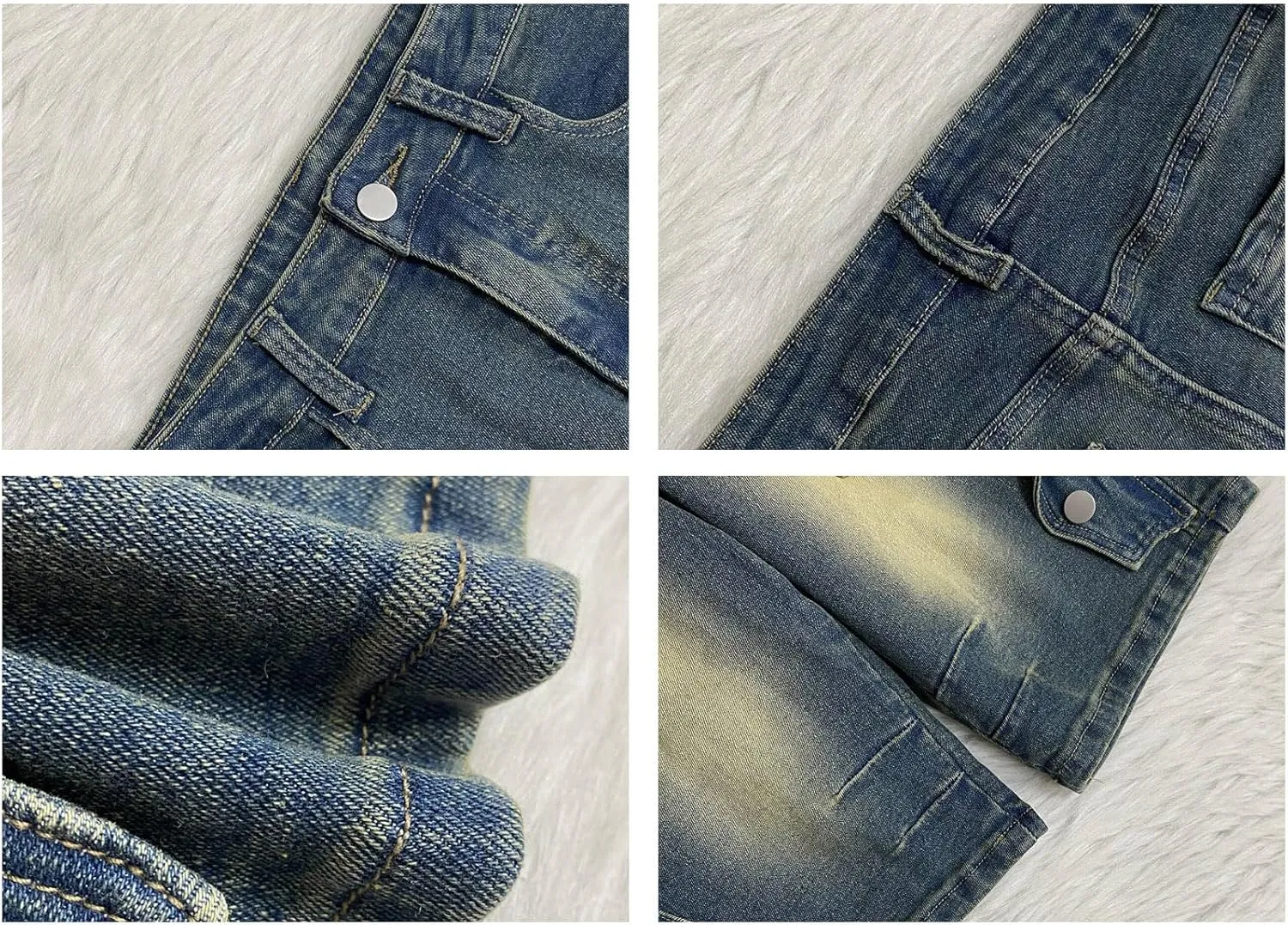 LETSVDO Women's Cargo Jean Shorts High Waisted Straight Leg Bermuda Casual Baggy Long Denim Shorts with Pockets
