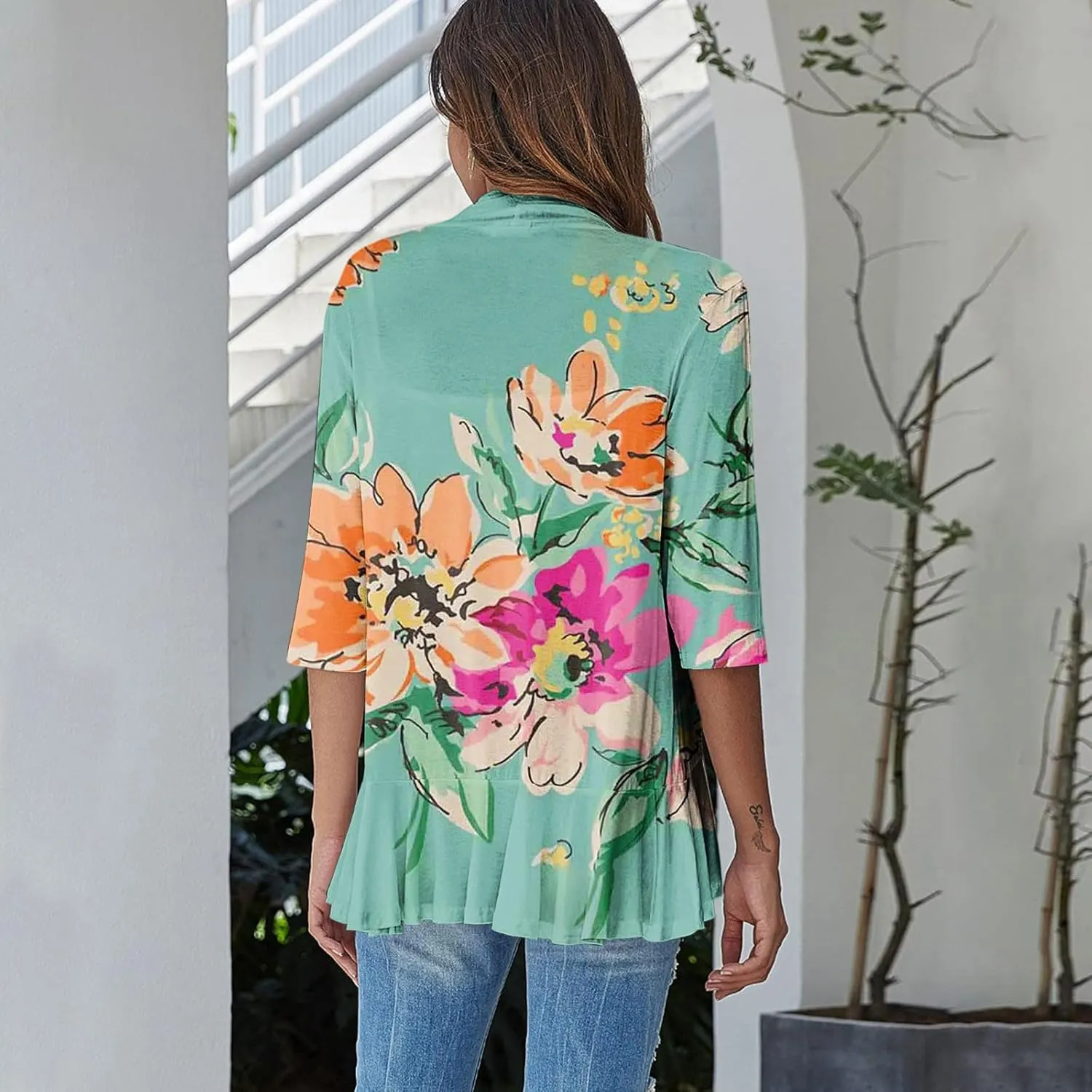 Lightweight Flutter Cardigan for Women Casual 3/4 Sleeve Cardigans for Women Long Fall Cardigan Sweaters for Women