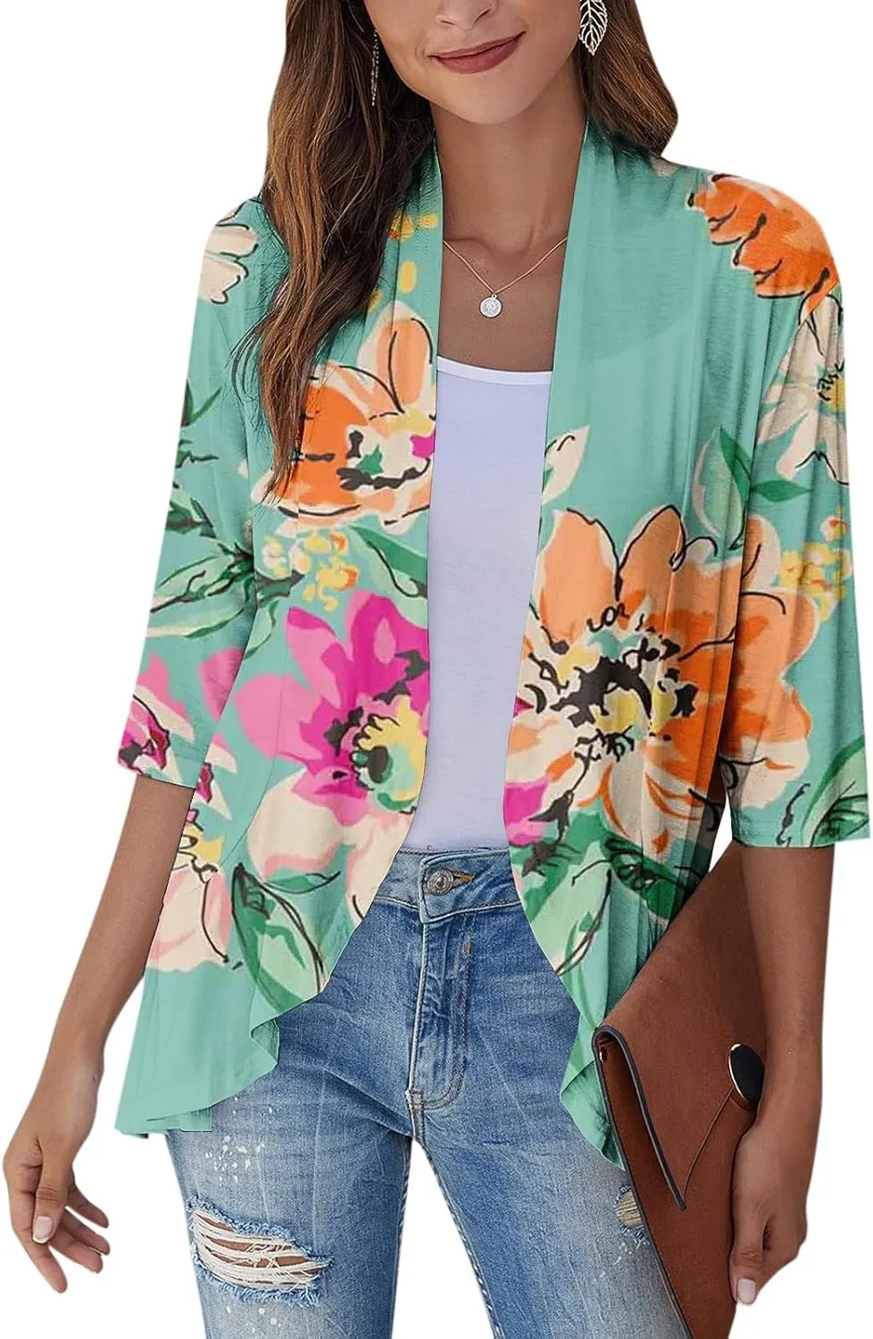 Lightweight Flutter Cardigan for Women Casual 3/4 Sleeve Cardigans for Women Long Fall Cardigan Sweaters for Women