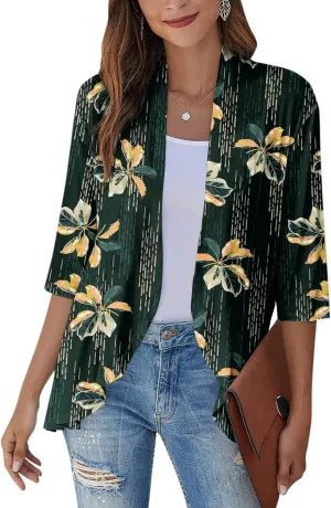 Lightweight Flutter Cardigan for Women Casual 3/4 Sleeve Cardigans for Women Long Fall Cardigan Sweaters for Women